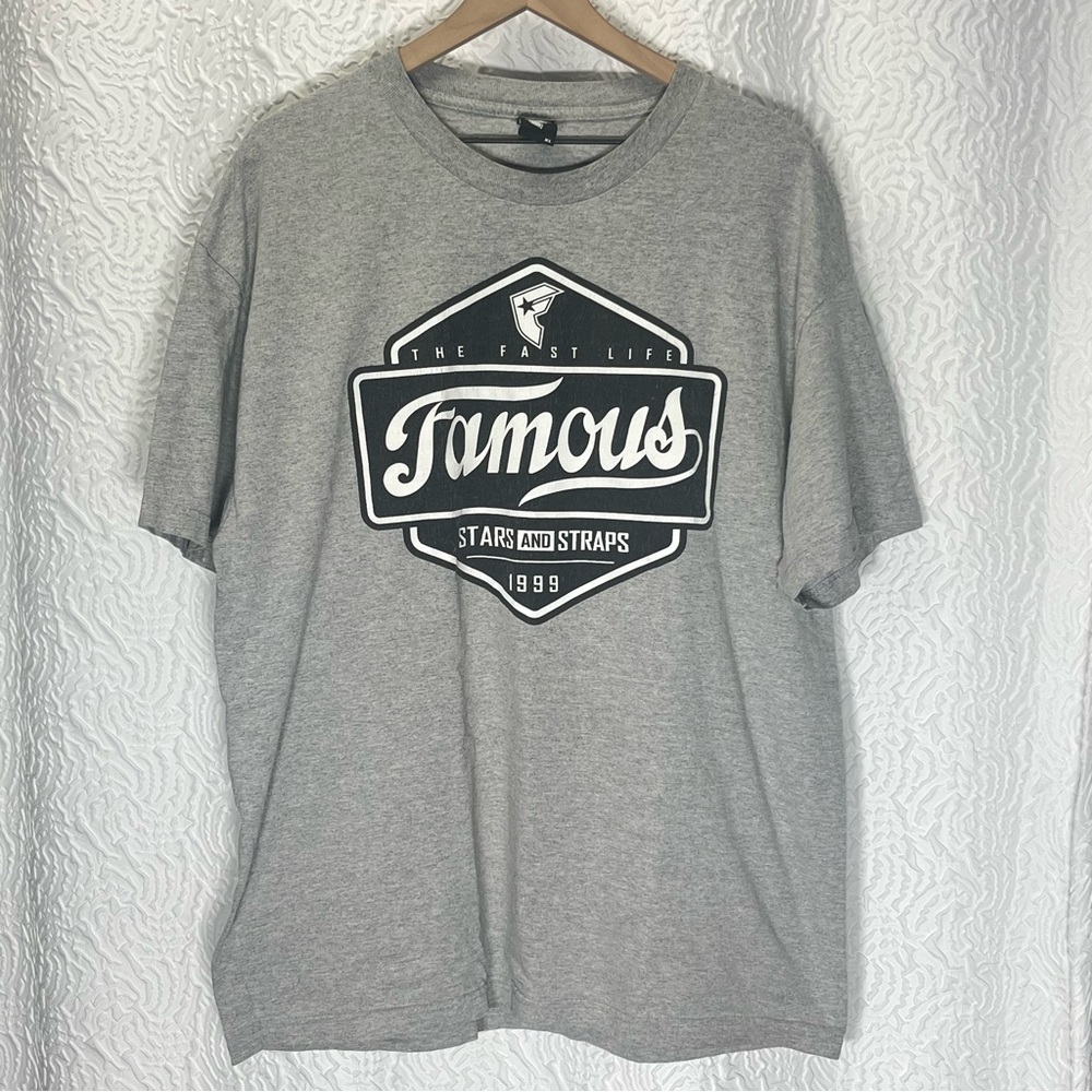 Famous Stars & Straps Men's XL Gray Graphic T-Shirt Y2K Skate Punk Crewneck